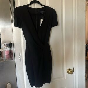 French Connection body con tailored LBD black dress size 2